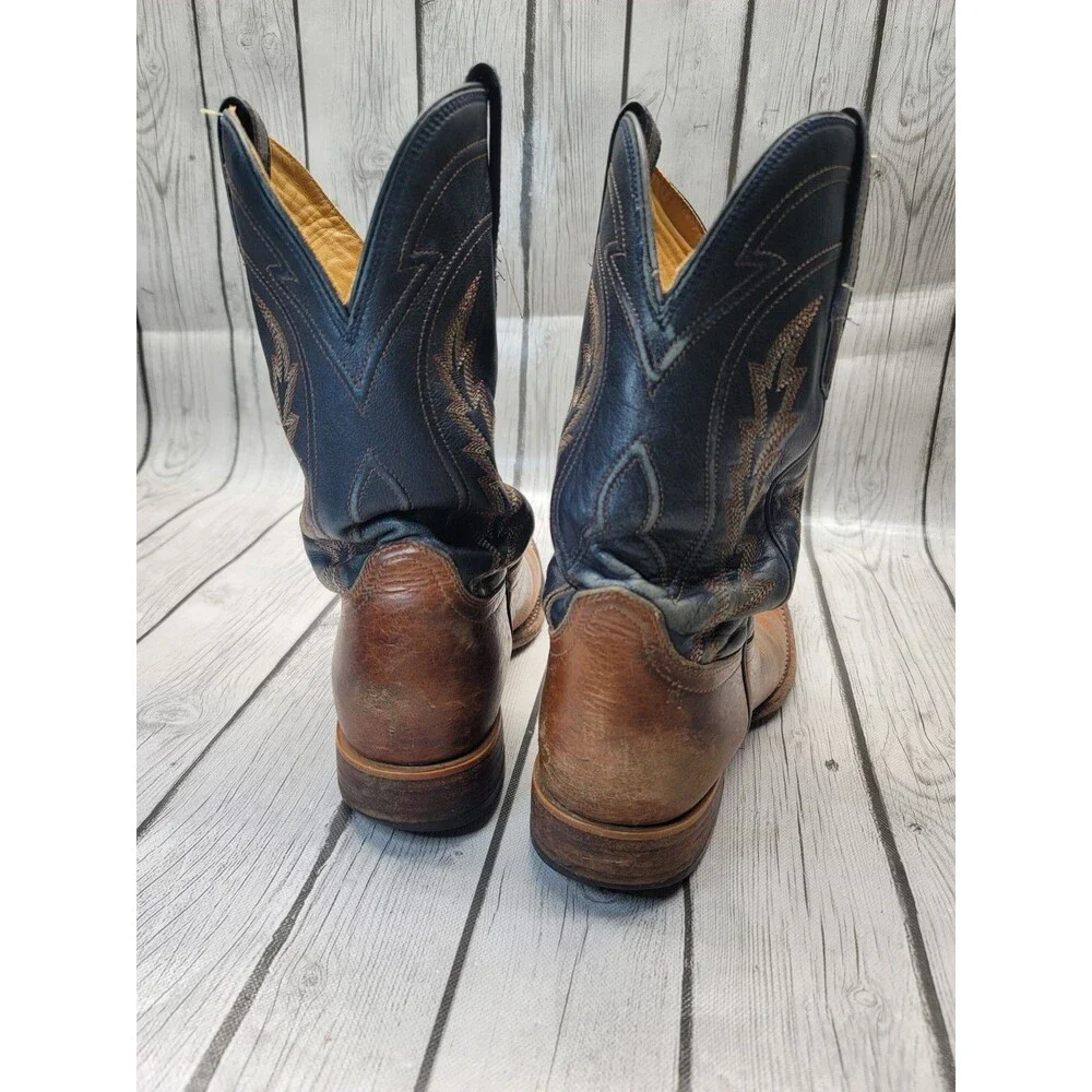 Tecovas The Doc Tan Blue Bison Cowboy Boots Western Men's 10.5 Read Description